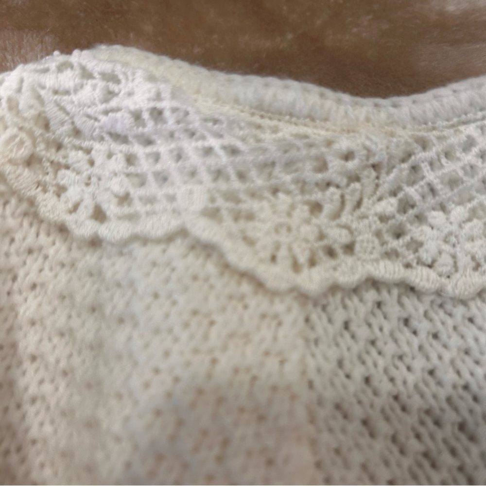 Vintage cape little girls crochet white size 5 see measurements poncho fringe - Picture 10 of 13